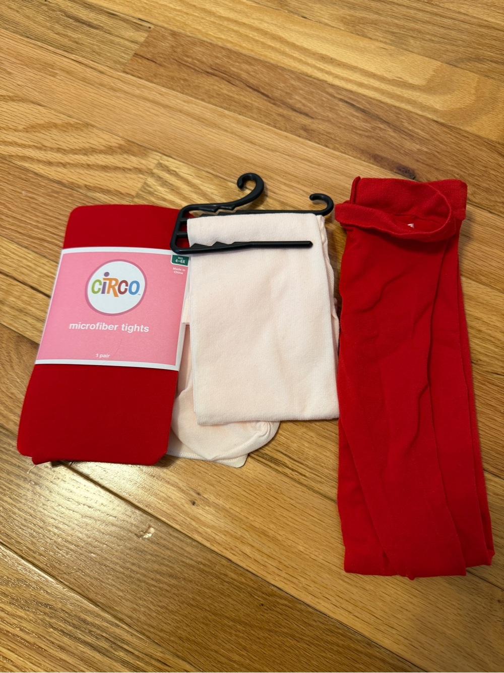 Circo Light Pink and Red Microfiber Tights